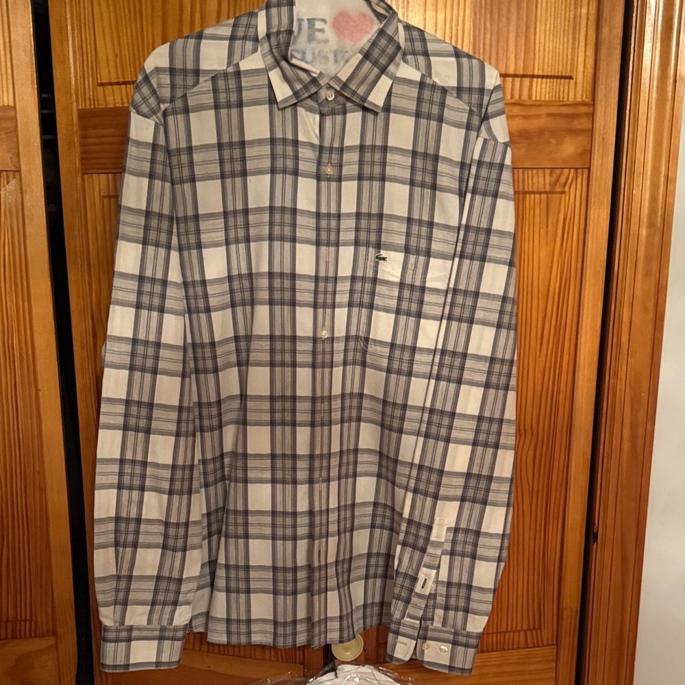 Lacoste Men's Plaid Shirt - Blue and White